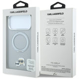 Husă pentru iPhone 17 Pro Max / iPhone 18 Pro Max, Karl Lagerfeld Leather Ring Stand 360 KC Pin MagSafe, Gri