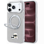 Husă pentru iPhone 17 Pro Max / iPhone 18 Pro Max, Karl Lagerfeld Leather Ring Stand 360 KC Pin MagSafe, Gri