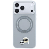 Husă pentru iPhone 17 Pro Max / iPhone 18 Pro Max, Karl Lagerfeld Leather Ring Stand 360 KC Pin MagSafe, Gri