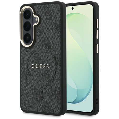 Husă pentru Samsung Galaxy S26 FE, Guess Leather 4G Embossed Ring Classic Logo MagSafe, Neagră