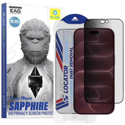Folie telefon pentru iPhone 18 Pro Max, Blueo Premium Sapphire 9H Glass cu Applicator, Privacy