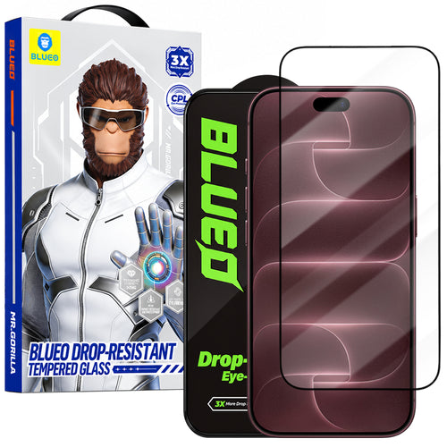 Folie telefon pentru iPhone 16 Pro Max / iPhone 17 Pro Max / iPhone 18 Pro Max, Blueo Drop-Resistant Tempered Glass, Neagră