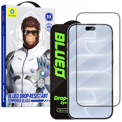 Folie telefon pentru iPhone 16 Pro / iPhone 17 / iPhone 17 Pro / iPhone 18 Pro, Blueo Drop-Resistant Tempered Glass, Neagra