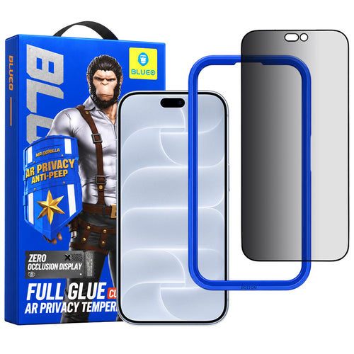 Folie telefon pentru iPhone 18 Pro, Blueo Anti-Peep AR Privacy 3D Curved Glass, Neagră