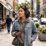 Căști over-ear Guess Metal Script Logo, Bluetooth 5.4, ENC, finisaj metalic, Negre