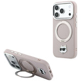 Husă pentru iPhone 17 Pro Max / iPhone 18 Pro Max, Karl Lagerfeld Leather Ring Stand 360 MagSafe, Roz
