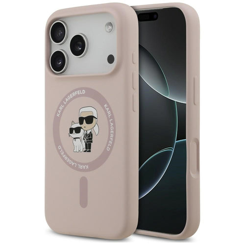 Husă pentru iPhone 17 Pro / iPhone 18 Pro, Karl Lagerfeld Silicone KC Body Ring MagSafe, Roz