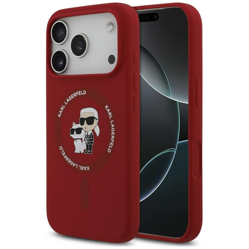 Husă pentru iPhone 17 Pro / iPhone 18 Pro, Karl Lagerfeld Silicone KC Body Ring MagSafe, Roșie