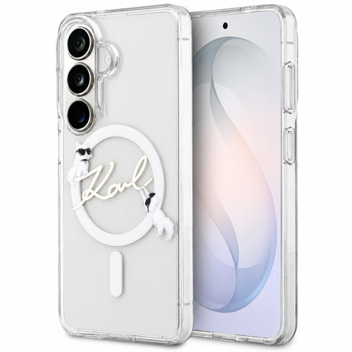 Husă pentru Samsung Galaxy S26 FE, Karl Lagerfeld IML Choupette and Karl Script Logo MagSafe, Transparentă