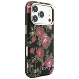 Husă pentru iPhone 17 Pro / iPhone 18 Pro, Guess Blossom Roses Print MagSafe, Neagră