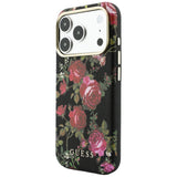 Husă pentru iPhone 17 Pro Max / iPhone 18 Pro Max, Guess Blossom Roses Print MagSafe, Neagră