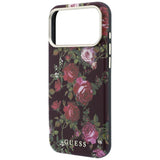 Husă pentru iPhone 17 Pro Max / iPhone 18 Pro Max, Guess Blossom Roses Print MagSafe, Bordo