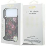 Husă pentru iPhone 17 Pro Max / iPhone 18 Pro Max, Guess Blossom Roses Print MagSafe, Bordo