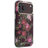Husă pentru iPhone 17 Pro Max / iPhone 18 Pro Max, Guess Blossom Roses Print MagSafe, Bordo