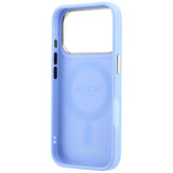 Husă pentru iPhone 17 Pro Max / iPhone 18 Pro Max, Guess Grained Leather Ring Stand 360 Classic Logo MagSafe, Albastru deschis
