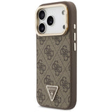 Husă pentru iPhone 17 Pro Max / iPhone 18 Pro Max, Guess Hardcase 4G Triangle Logo & Stand Camera MagSafe, Maro