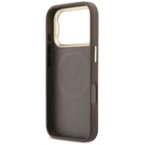 Husă pentru iPhone 17 Pro Max / iPhone 18 Pro Max, Guess Hardcase 4G Triangle Logo & Stand Camera MagSafe, Maro