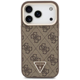 Husă pentru iPhone 17 Pro Max / iPhone 18 Pro Max, Guess Hardcase 4G Triangle Logo & Stand Camera MagSafe, Maro