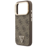 Husă pentru iPhone 17 Pro Max / iPhone 18 Pro Max, Guess Hardcase 4G Triangle Logo & Stand Camera MagSafe, Maro