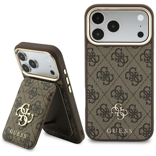 Husă pentru iPhone 17 Pro / iPhone 18 Pro, Guess Hardcase 4G Cardslot MagSafe, Maro