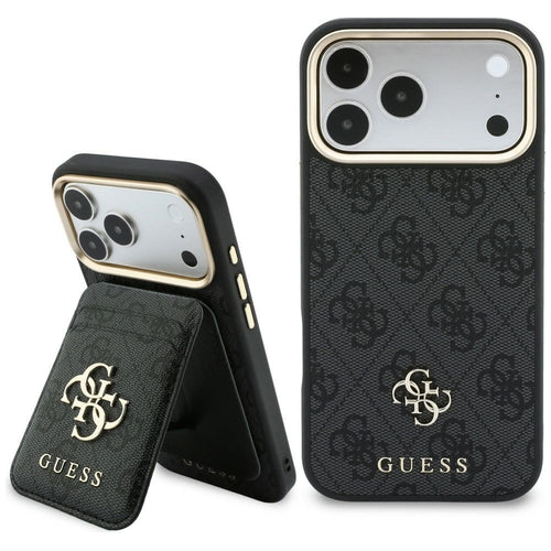 Husă pentru iPhone 17 Pro / iPhone 18 Pro, Guess Hardcase 4G Cardslot MagSafe, Neagră