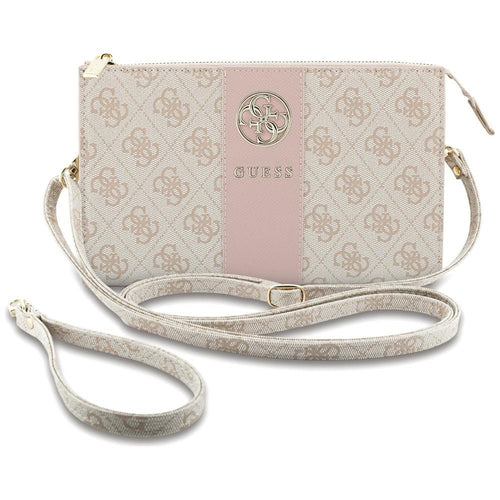 Borseta Guess Universal Phone Pouch 4G Round Classic Logo Stripe, Eco Leather, curea reglabila, fermoar, Roz