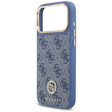 Husă pentru iPhone 17 Pro Max / iPhone 18 Pro Max, Guess Hardcase 4G Strass Logo MagSafe, Albastră