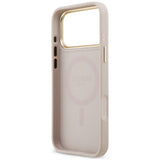Husă pentru iPhone 17 Pro Max / iPhone 18 Pro Max, Guess Hardcase 4G Strass Logo MagSafe, Roz