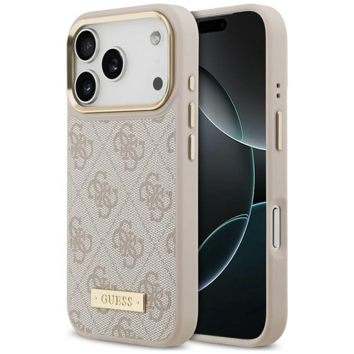 Husă pentru iPhone 17 Pro Max / iPhone 18 Pro Max, Guess Hardcase 4G Logo Plate MagSafe, Roz