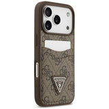 Husă pentru iPhone 17 Pro / iPhone 18 Pro, Guess Hardcase 4G Double Card Triangle, Maro
