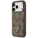 Husă pentru iPhone 17 Pro / iPhone 18 Pro, Guess Hardcase 4G Double Card Triangle, Maro
