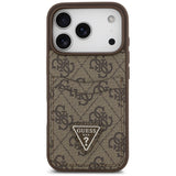 Husă pentru iPhone 17 Pro Max / iPhone 18 Pro Max, Guess Hardcase 4G Double Card Triangle, Maro