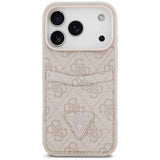 Husă pentru iPhone 17 Pro / iPhone 18 Pro, Guess Hardcase 4G Double Card Triangle, Roz