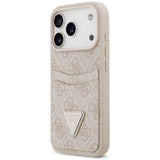 Husă pentru iPhone 17 Pro Max / iPhone 18 Pro Max, Guess Hardcase 4G Double Card Triangle, Roz