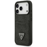 Husă pentru iPhone 17 Pro Max / iPhone 18 Pro Max, Guess Hardcase 4G Double Card Triangle, Neagră
