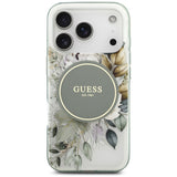 Husă pentru iPhone 17 Pro / iPhone 18 Pro, Guess IML Flower & Tonal Circle MagSafe, Verde