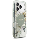 Husă pentru iPhone 17 Pro Max / iPhone 18 Pro Max, Guess IML Flower & Tonal Circle MagSafe, Verde