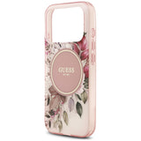 Husă pentru iPhone 17 Pro / iPhone 18 Pro, Guess IML Flower & Tonal Circle MagSafe, Roz