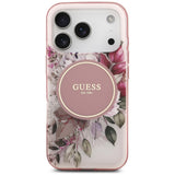 Husă pentru iPhone 17 Pro / iPhone 18 Pro, Guess IML Flower & Tonal Circle MagSafe, Roz