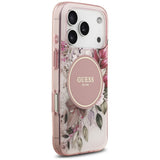 Husă pentru iPhone 17 Pro / iPhone 18 Pro, Guess IML Flower & Tonal Circle MagSafe, Roz