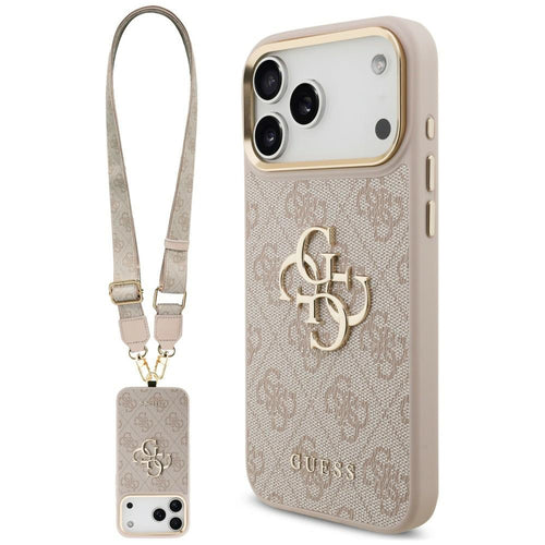 Husă pentru iPhone 17 Pro Max / iPhone 18 Pro Max, Guess Big 4G Classic Logo & Big Strap Metal Buttons, Roz