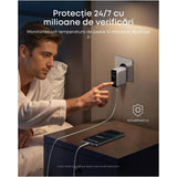 Încărcător Anker B121BG41, Fast Charge, cu Display, 100W, 2x USB-C, USB-A, Argintiu