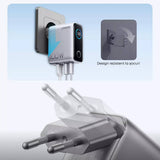 Încărcător Anker B121BG41, Fast Charge, cu Display, 100W, 2x USB-C, USB-A, Argintiu