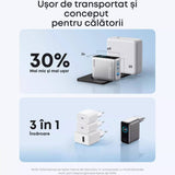 Încărcător Anker B121BG41, Fast Charge, cu Display, 100W, 2x USB-C, USB-A, Argintiu