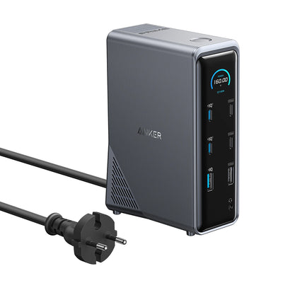 Adaptor Hub Anker Prime 737, 14 in 1, 160W, Dual Display 4K@60Hz, 10Gbps, Negru