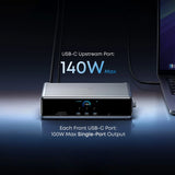 Adaptor Hub pentru laptop Anker Prime 14-in-1, DisplayLink 8K, Triple Display, Fast Charging 140W, Gri