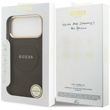 Husă pentru iPhone 17 Pro Max / iPhone 18 Pro Max, Guess Saffiano Peony & Ring MagSafe, Maro