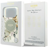 Husă pentru iPhone 17 Pro Max / iPhone 18 Pro Max, Guess IML Flower & Tonal Circle MagSafe, Verde