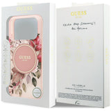 Husă pentru iPhone 17 Pro / iPhone 18 Pro, Guess IML Flower & Tonal Circle MagSafe, Roz