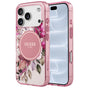 Husă pentru iPhone 17 Pro / iPhone 18 Pro, Guess IML Flower & Tonal Circle MagSafe, Roz